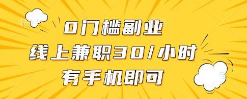 0门槛副业，线上兼职30一小时，有一部手机即可操作【揭秘】插图零零网创资源网-最新赚钱项目