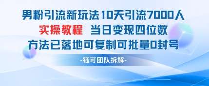 男粉引流新玩法10天引流7000人当日变现四位数可复制可批量0封号插图零零网创资源网-最新赚钱项目