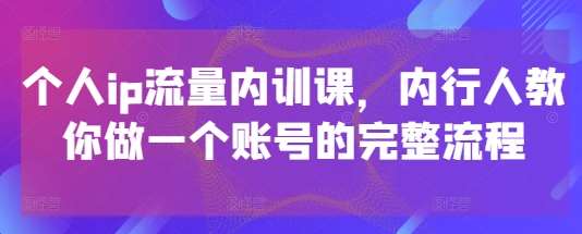 个人ip流量内训课，内行人教你做一个账号的完整流程插图零零网创资源网-最新赚钱项目