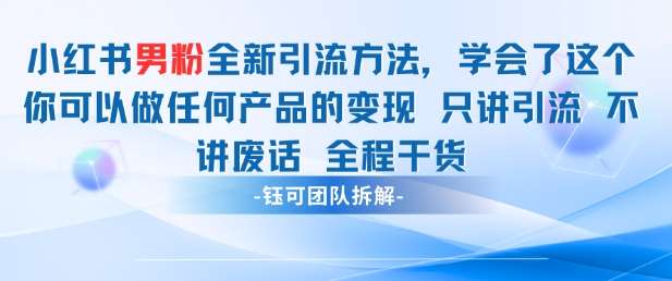 小红书男粉引流 学会了这个变现很容易，不讲废话全程针对男人的打法 全程干货插图零零网创资源网-最新赚钱项目