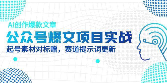 （14709期）公众号爆文项目实战，AI创作爆款文章，起号素材对标赠（附赛道AI提示词）插图零零网创资源网-最新赚钱项目
