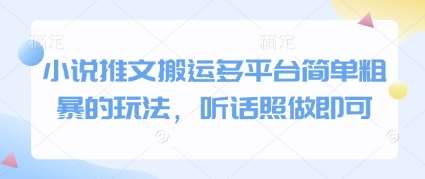 小说推文搬运多平台简单粗暴的玩法，听话照做即可插图零零网创资源网-最新赚钱项目