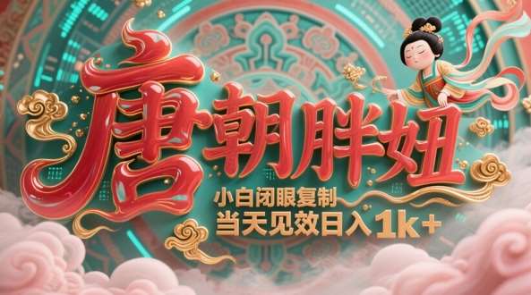 用AI克隆“唐朝胖妞”日更3条，平台疯狂推流，小白闭眼复制，当天见效，日入1k+插图零零网创资源网-最新赚钱项目