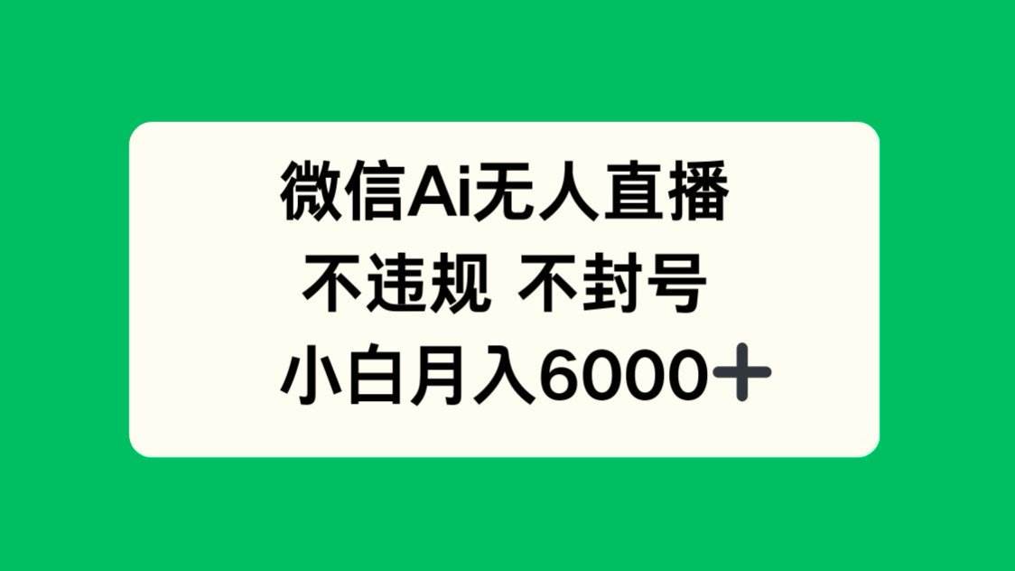 （14733期）微信AI无人直播，不违规 不封号 ，小白月入6000+插图零零网创资源网-最新赚钱项目