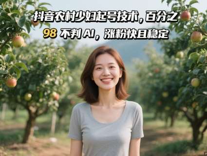 抖音农村少妇起号技术，百分之98不判AI，涨粉快且稳定插图零零网创资源网-最新赚钱项目