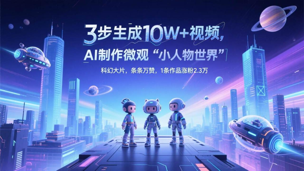 三步生成10W+视频，AI制作微观“小人物世界”科幻大片，条条万赞，1条作品涨粉2.3万插图零零网创资源网-最新赚钱项目