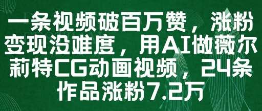 一条视频破百万赞，涨粉变现没难度，用AI做薇尔莉特CG动画视频，24条作品涨粉7.2W插图零零网创资源网-最新赚钱项目