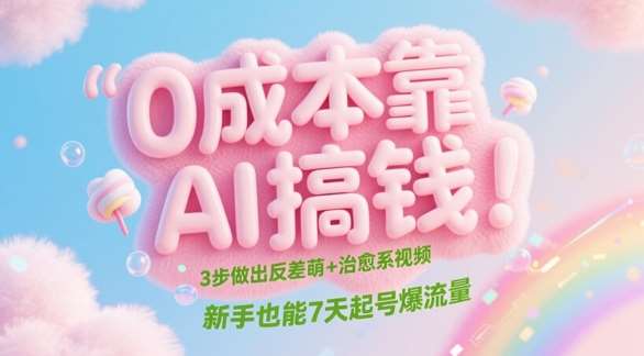0成本靠AI搞钱！3步做出反差萌+治愈系视频，新手也能7天起号爆流量插图零零网创资源网-最新赚钱项目