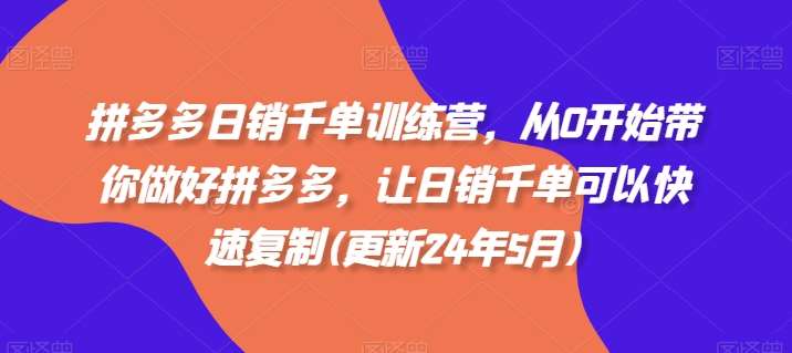 拼多多日销千单训练营，从0开始带你做好拼多多，让日销千单可以快速复制(更新25年5月)插图零零网创资源网-最新赚钱项目