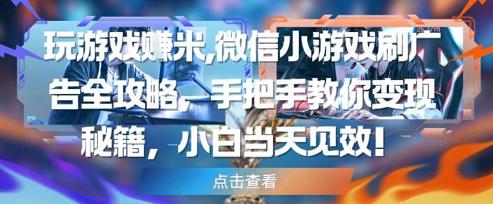 玩游戏挣米，微信小游戏刷广告全攻略，手把手教你变现秘籍，小白当天见效插图零零网创资源网-最新赚钱项目