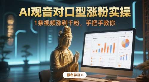 AI观音对口型涨粉实操，1条视频涨到千粉，手把手教你插图零零网创资源网-最新赚钱项目