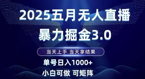 2025五月无人直播暴力掘金3.0，当天上手，当天拿结果，单号日入1k+小白可做可矩阵【揭秘】插图零零网创资源网-最新赚钱项目