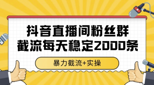 抖音直播间粉丝群暴力截流，一台电脑每天稳定2000条数据，暴力截流+实操 【揭秘】插图零零网创资源网-最新赚钱项目