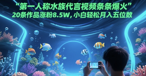 第一人称水族代言视频条条爆火，20条作品涨粉8.5W，小白轻松月入五位数插图零零网创资源网-最新赚钱项目