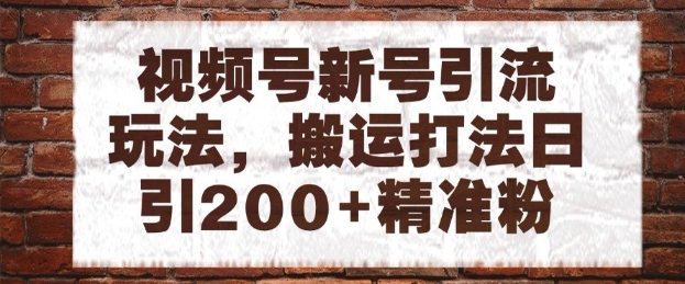 视频号新号引流玩法，搬运打法日引200+精准粉，可矩阵放大【揭秘】插图零零网创资源网-最新赚钱项目
