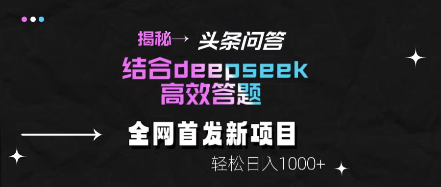 揭秘头条问答新玩法！结合deepseek高效答题，轻松日入1000+插图零零网创资源网-最新赚钱项目