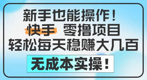 新手也能操作，快手零撸挣米，轻松每天挣2-5张，完全无成本插图零零网创资源网-最新赚钱项目
