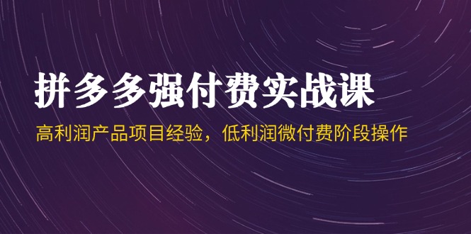 （14874期）拼多多强付费实战课-44期，高利润产品项目经验，低利润微付费阶段操作插图零零网创资源网-最新赚钱项目