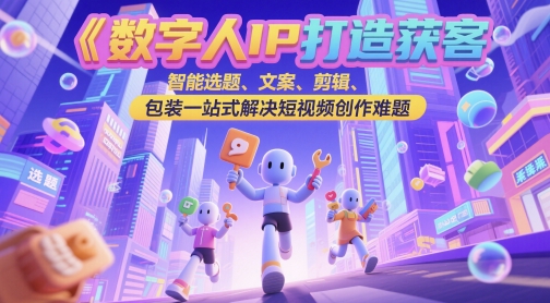 数字人IP打造获客变现实操课，智能选题、文案、剪辑、包装一站式解决短视频创作难题插图零零网创资源网-最新赚钱项目
