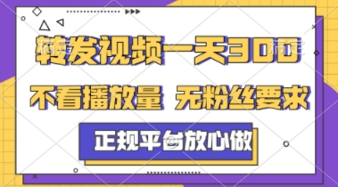 转发视频一天3张+，正规平台放心做，不看播放量，不看粉丝量，一个任务几分钟完成【揭秘】插图零零网创资源网-最新赚钱项目