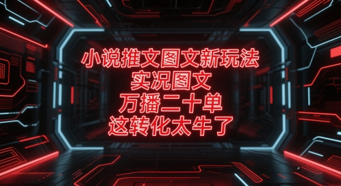 小说推文图文新玩法，实况图文，万播二十单，这转化太牛了！插图零零网创资源网-最新赚钱项目