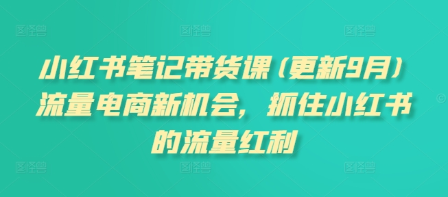 小红书笔记带货课(更新25年5月)流量电商新机会，抓住小红书的流量红利插图零零网创资源网-最新赚钱项目