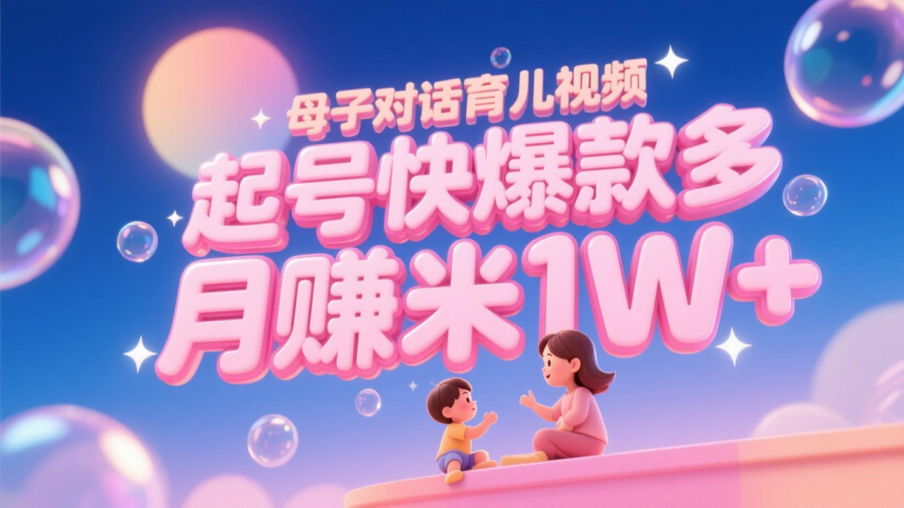 AI生成母子对话育儿类视频，起号快爆款多，小白宝妈轻松学，多渠道变现，月赚米1W+插图零零网创资源网-最新赚钱项目
