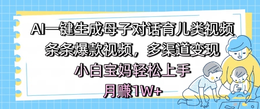 AI一键生成母子对话育儿类视频，条条爆款视频，多渠道变现，小白宝妈轻松上手，月入1W+插图零零网创资源网-最新赚钱项目