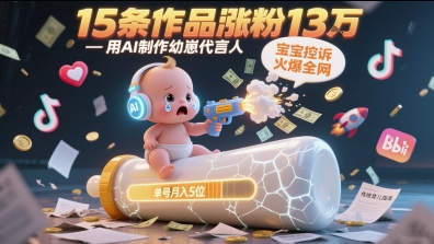 用AI制作幼崽代言人，宝宝的控诉火爆全网，15条作品涨粉13W，单号月入5位数实操教程插图零零网创资源网-最新赚钱项目