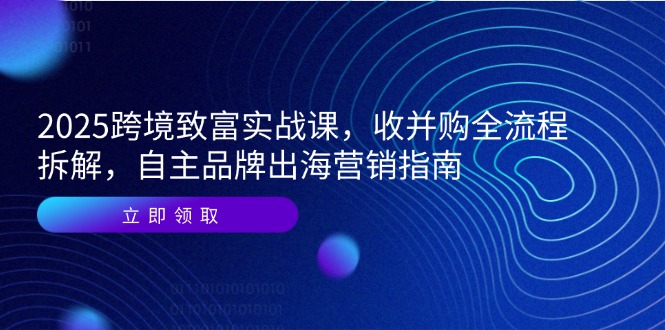 （14975期）2025跨境致富实战课，收并购全流程拆解，自主品牌出海营销指南插图零零网创资源网-最新赚钱项目