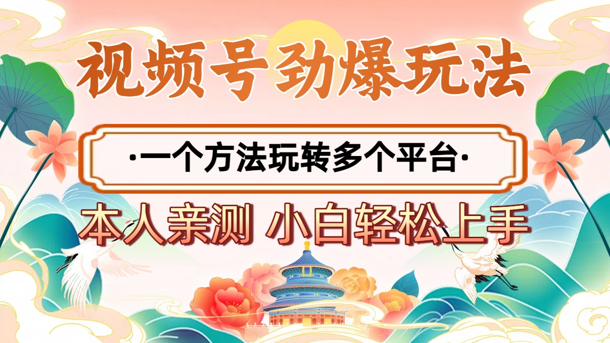 2025年视频号劲爆玩法，一个方法玩转多个平台 小白也能轻松上手插图零零网创资源网-最新赚钱项目
