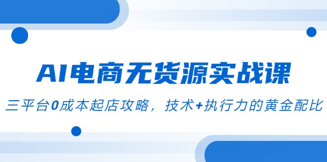 （14982期）AI电商无货源实战课，三平台0成本起店攻略，技术+执行力的黄金配比插图零零网创资源网-最新赚钱项目