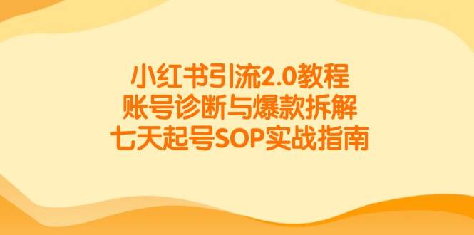 小红书引流2.0教程，账号诊断与爆款拆解，七天起号SOP实战指南插图零零网创资源网-最新赚钱项目