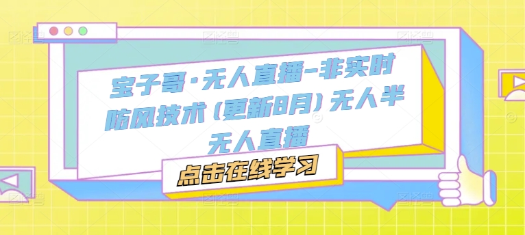 宝子哥·无人直播-非实时防风技术(更新25年6月)无人半无人直播插图零零网创资源网-最新赚钱项目