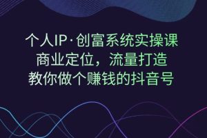 个人IP·创富系统实操课：商业定位，流量打造，教你做个赚钱的抖音号