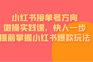 红书接单号方向微操实践课，快人一步提前掌握小红书爆款玩法