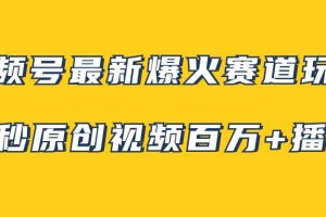 （7917期）视频号最新爆火赛道玩法，几秒视频可达百万播放，小白即可操作（附素材）