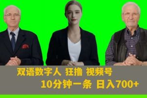 Ai生成双语数字人狂撸视频号，日入700+内附251G素材【揭秘】