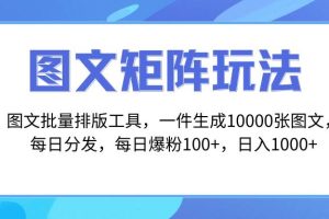 （8239期）图文批量排版工具，矩阵玩法，一键生成10000张图，每日分发多个账号，每…