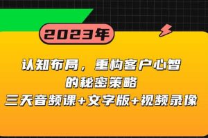 （8271期）认知 布局，重构客户心智的秘密策略三天音频课+文字版+视频录像