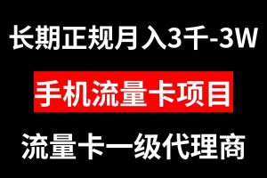 （8311期）手机流量卡代理月入3000-3W长期正规项目