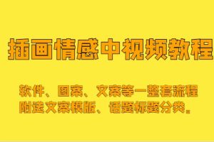 插画情感中视频，软件、图案、文案等一整套流程，送文案模版、话题标题分类。