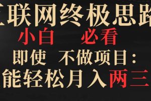 （8619期）互联网终极思路，小白必看，即使不做项目也能轻松月入两三万，拒绝韭菜…