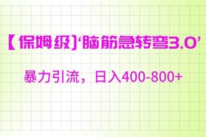 【保姆级】‘脑筋急转去3.0’暴力引流、日入400-800+