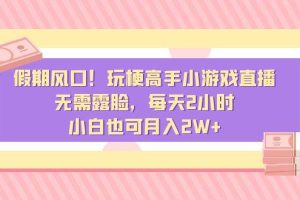 （8769期）假期风口！玩梗高手小游戏直播，无需露脸，每天2小时，小白也可月入2W+