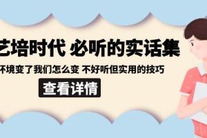 后艺培时代之必听的实话集：环境变了我们怎么变 不好听但实用的技巧