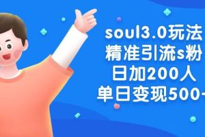 （8885期）soul3.0玩法精准引流s粉，日加200人单日变现500+