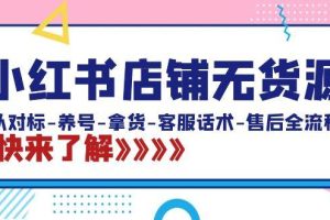 （8897期）小红书店铺无货源：从对标-养号-拿货-客服话术-售后全流程（20节课）