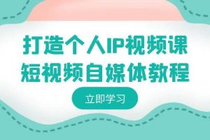 （8927期）打造个人IP视频课-短视频自媒体教程，个人IP如何定位，如何变现