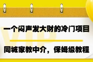 一个闷声发大财的冷门项目，同城家教中介，操作简单